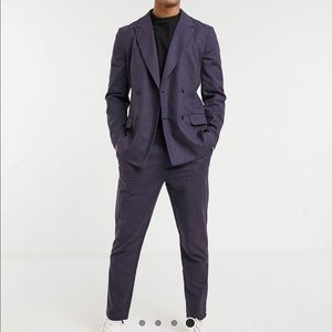 Double breasted navy blue suit